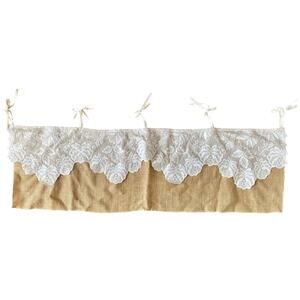Romantic Lace Rustic Burlap Curtain Valance 53" W x16" L